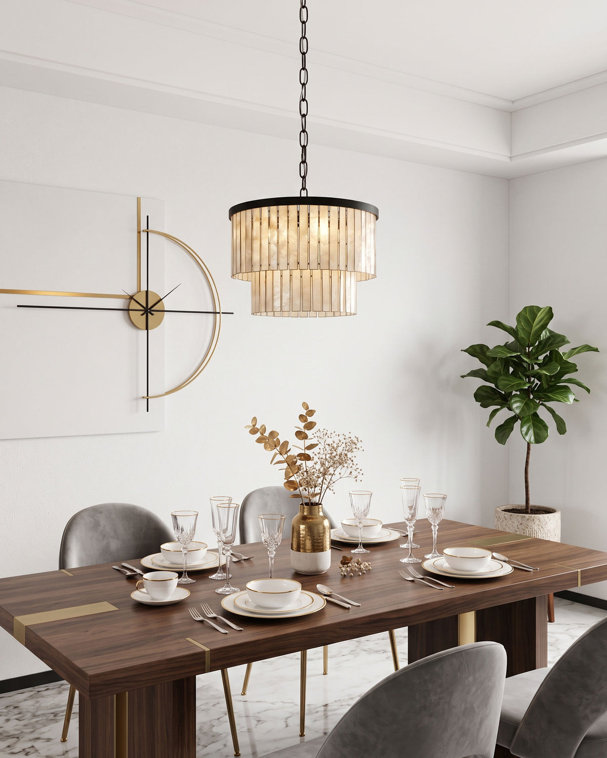 Annelise Chandelier lit in a room setting