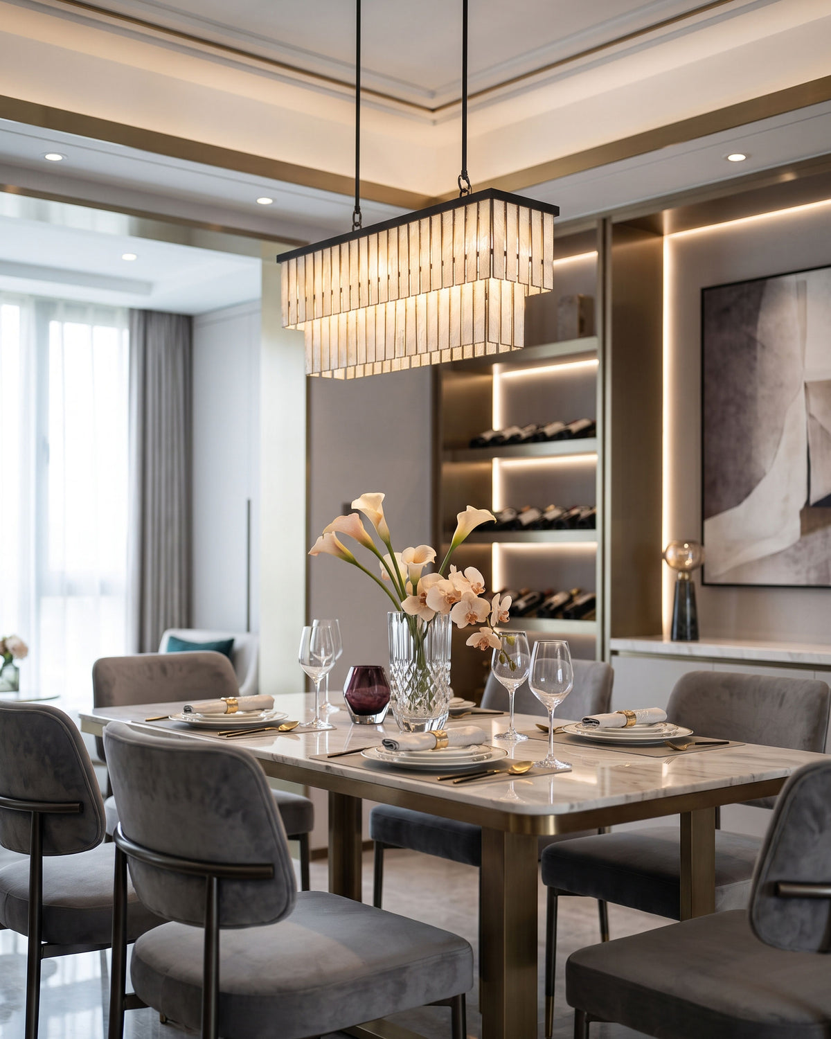 Annelise Chandelier linear and round drum shape options