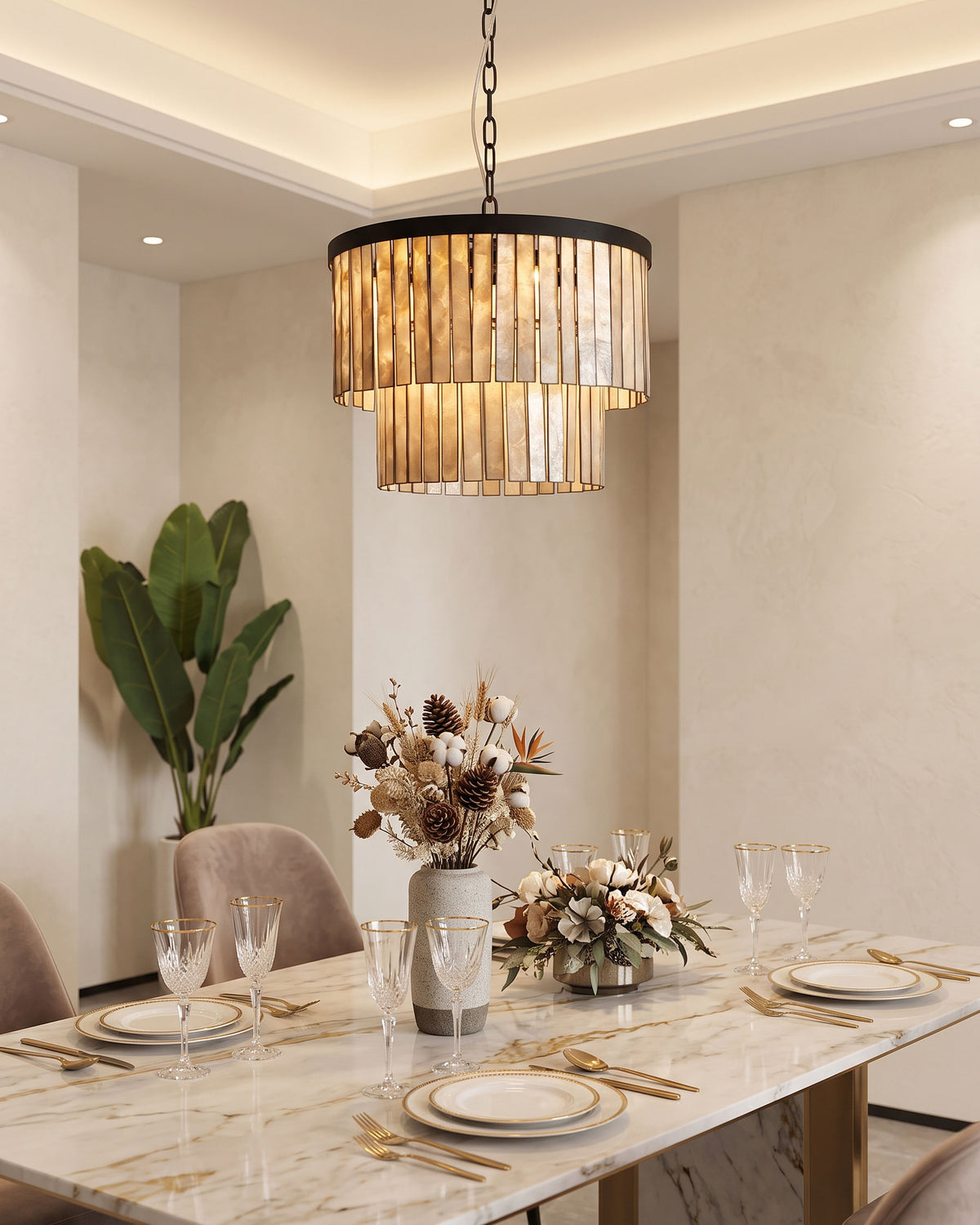 Annelise Chandelier hanging over a table