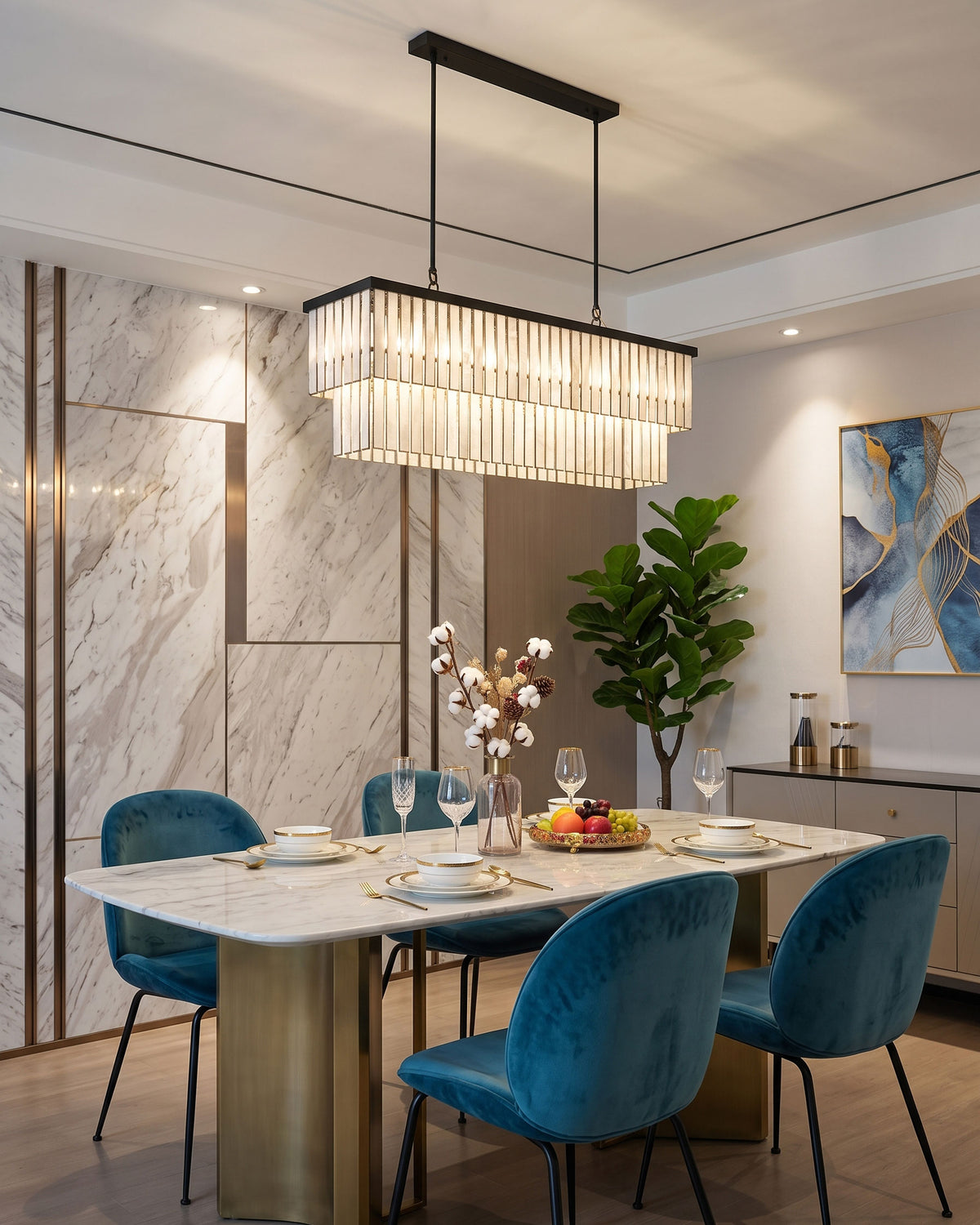 Annelise Chandelier Mother of Pearl shell panel detail