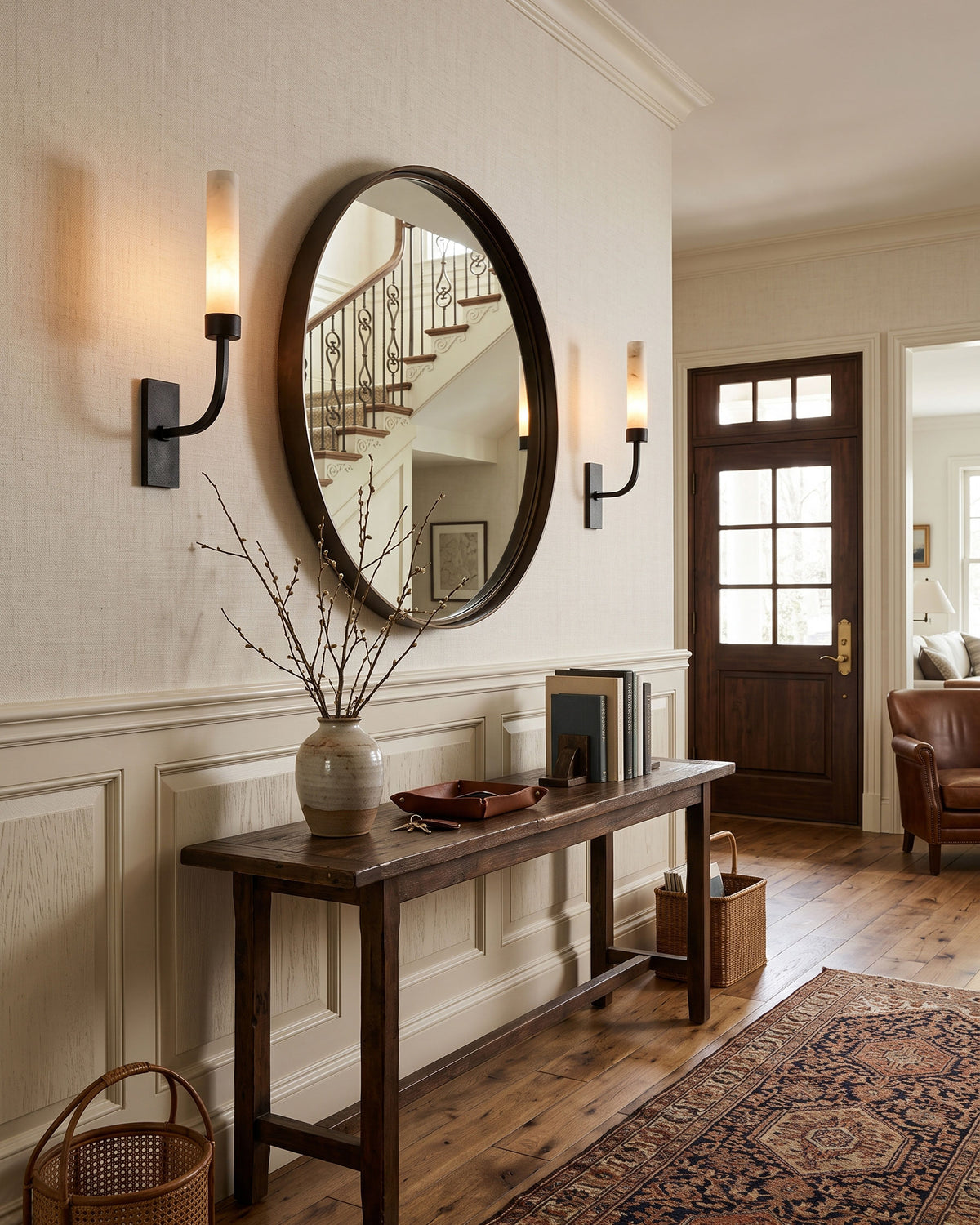 Stellan Alabaster Wall Sconce curved brass arm detail