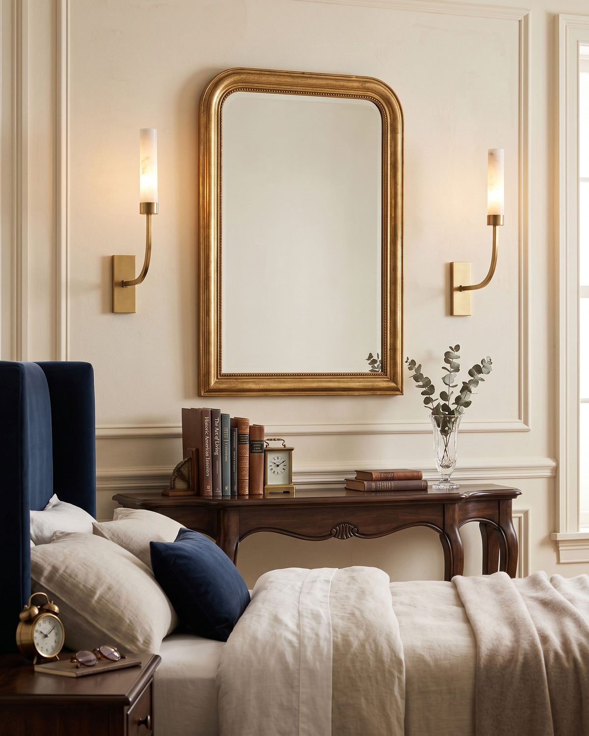 Stellan Alabaster Wall Sconce mounted on a wall