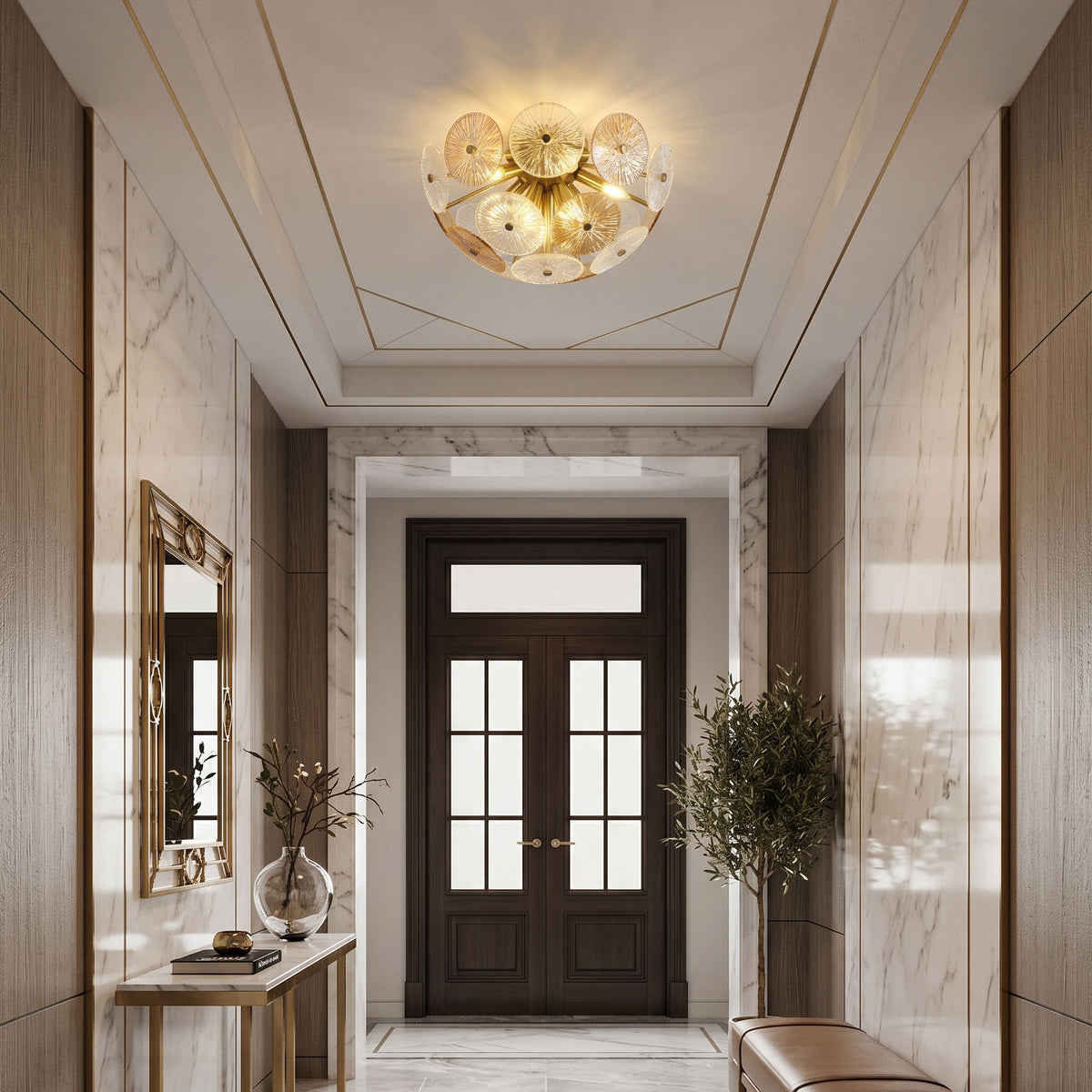 Wylie Flush Mount Ceiling Light in a styled room setting